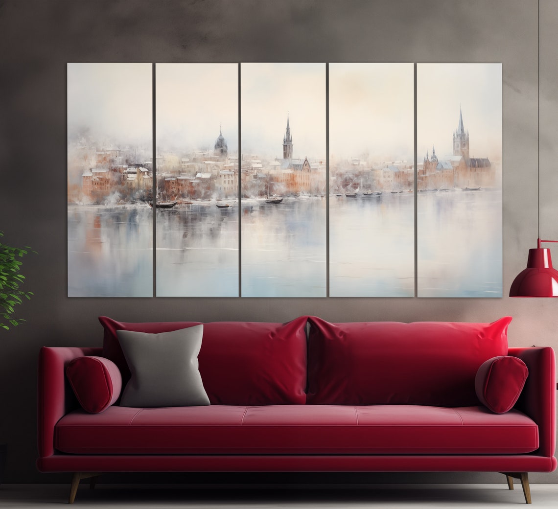 Stockholm Print In A Vintage Oil Painting Style Abstract Stockholm Wall Art Stockholm Painting Sweden Wall Art Sweden Art - Image 2