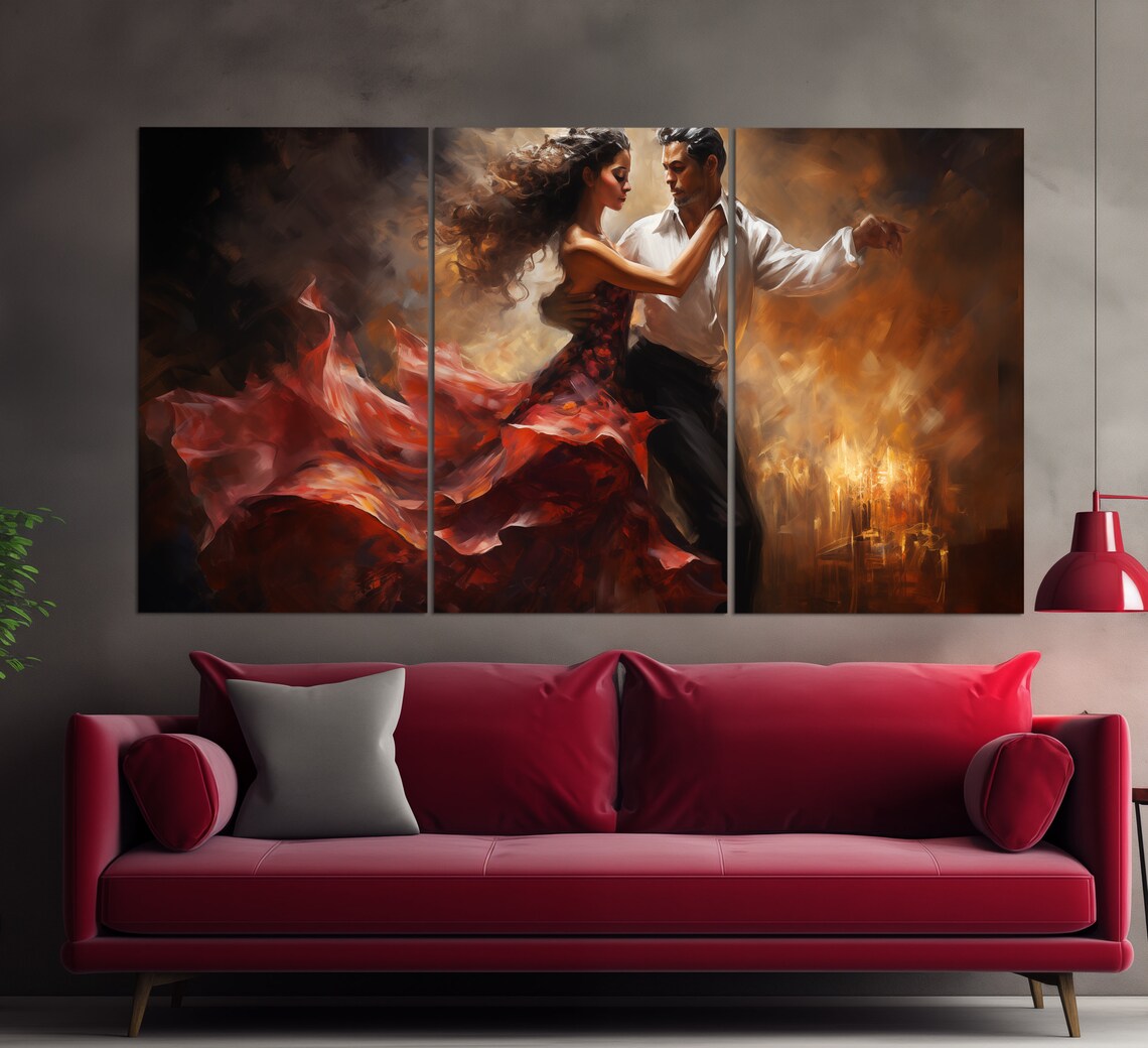 Dancing Couple Vintage Oil Painting Style Print - Image 2