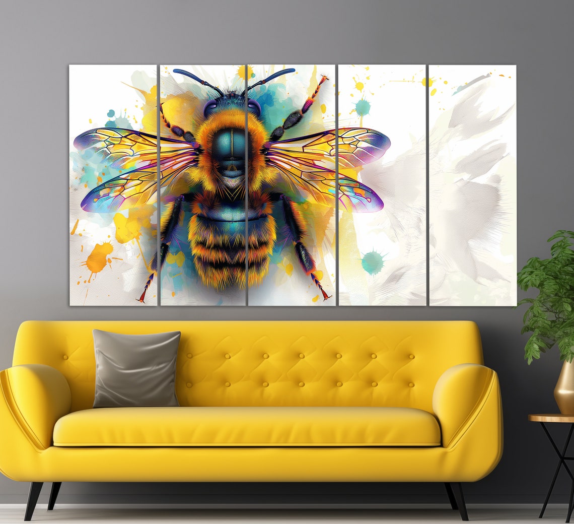 Abstract Bee Print Bees Wall Art Bee Painting Honey Farm Wall Decor Bee Poster Beekeeper Gift Beekeeping Wall Art - Image 2