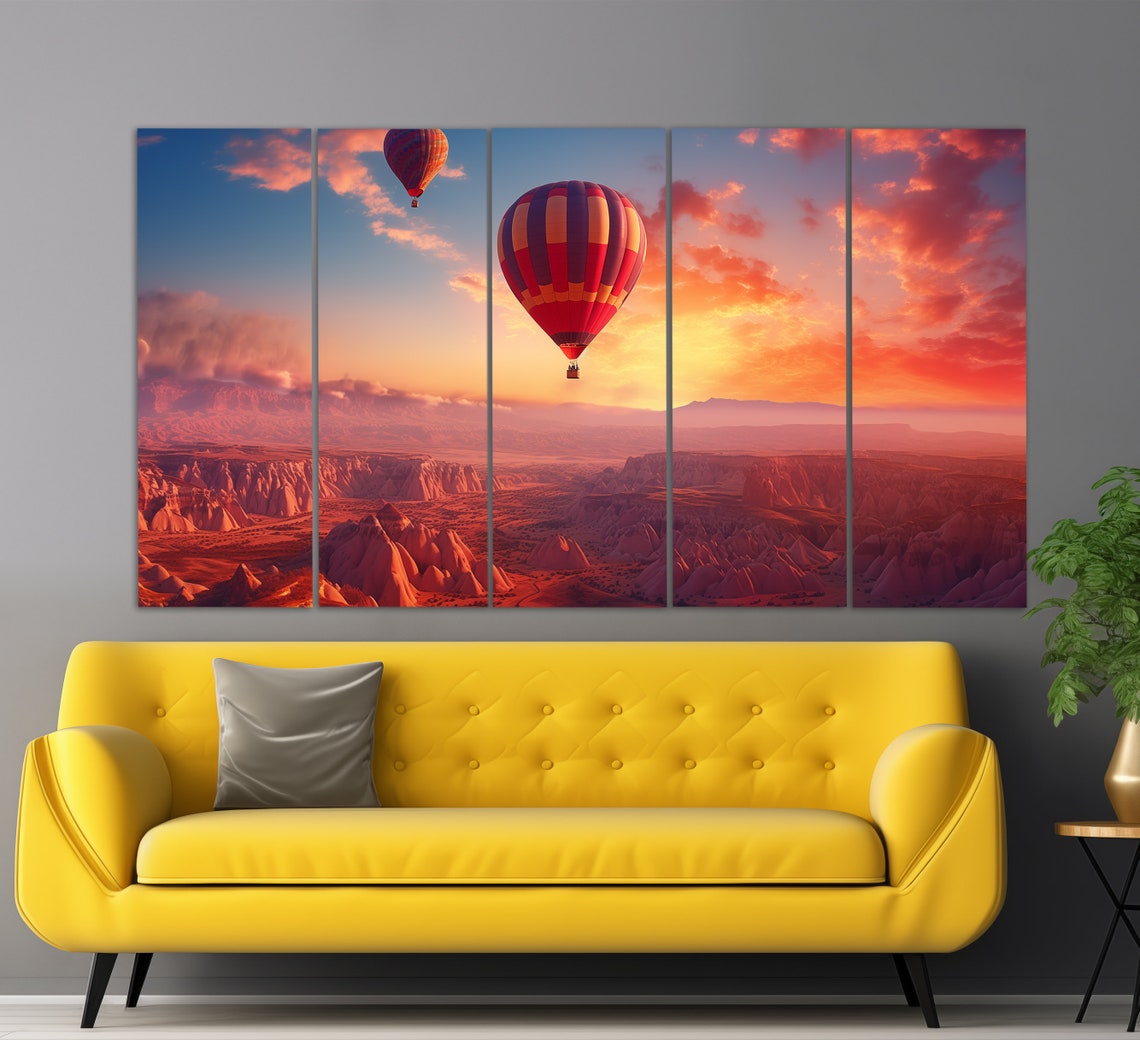 Hot Air Balloons In Cappadocia Print Cappadocia Sunset Poster Balloons Fest In Turkey Wall Art Cappadocia Art - Image 5