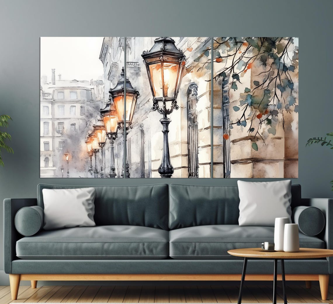 Street Lanterns In Vienna Print In A Vintage Oil Painting Style Abstract Vienna Wall Art Retro Vienna Street Lights Painting - Image 3
