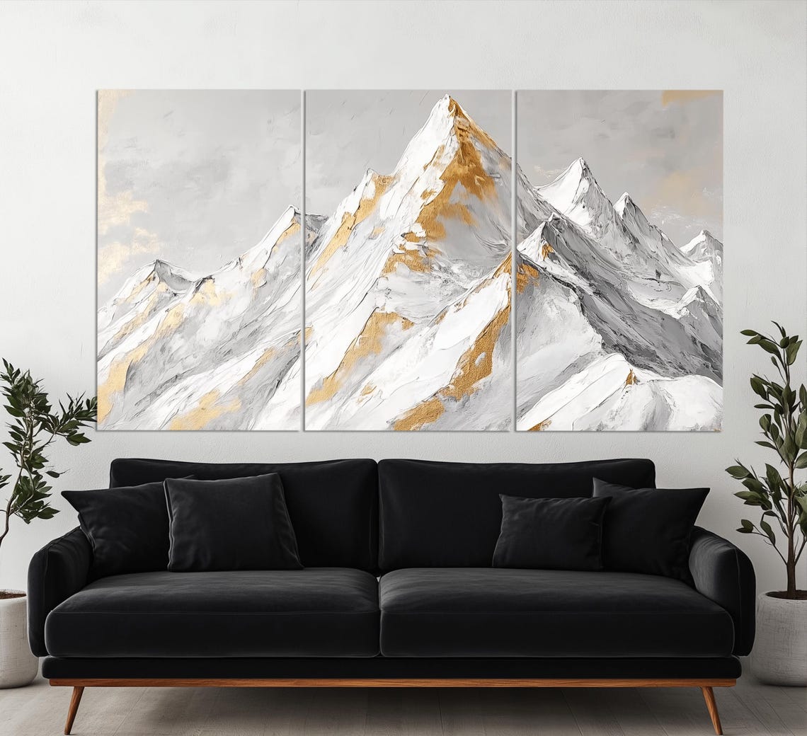 Abstract Snow Mountains Print Neutral Tones Winter Nature Wall Art Winter Wall Decor Mountains Wall Art - Image 3