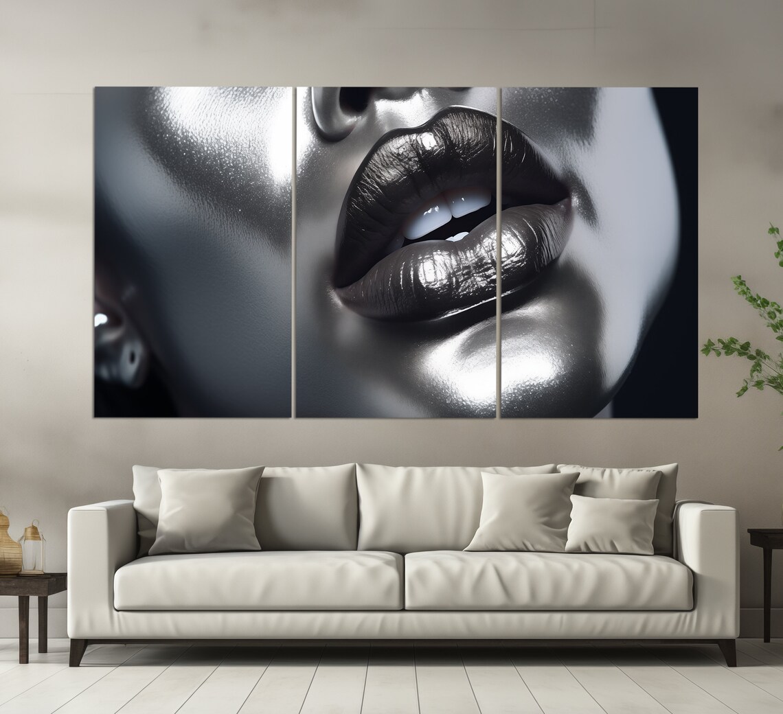 Metallic Lips Fashion Wall Art, Makeup Studio Print - Image 2