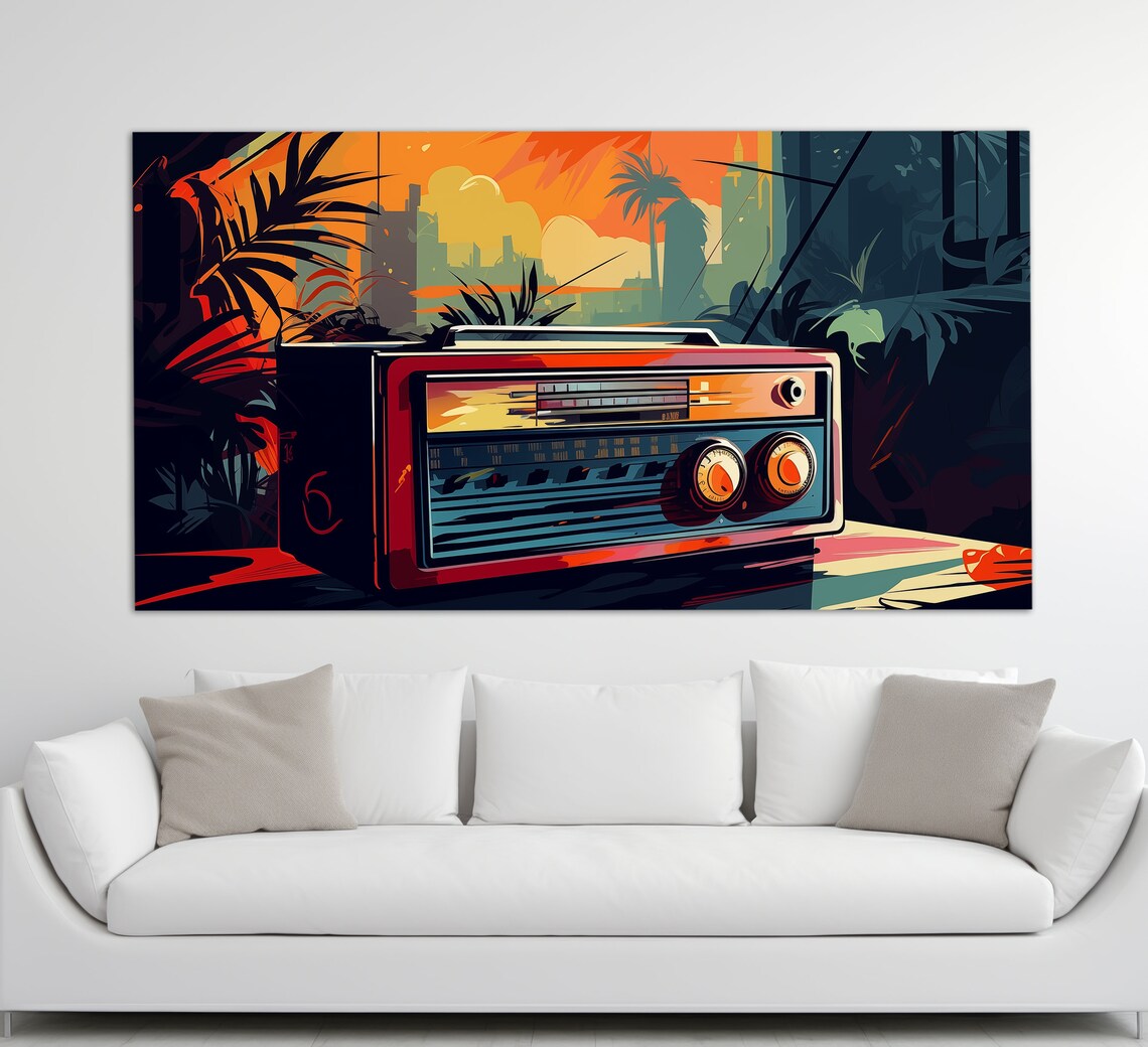 Retro Radio Print Vintage Radio Wall Art Radio Painting Pop Art Wall Decor Pop Art Radio Art Retro Wall Decor - Image 2