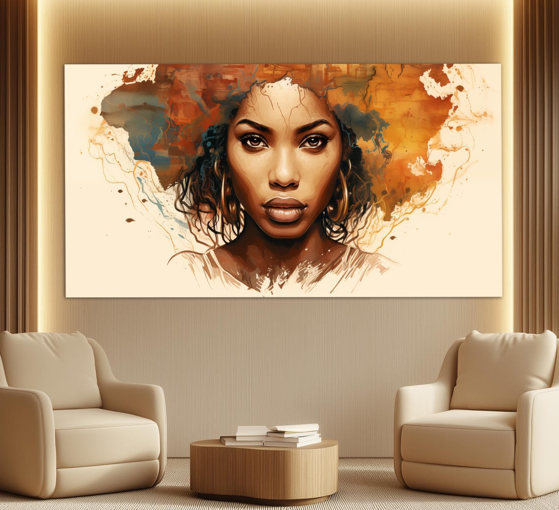 Abstract African Woman Print In A Vintage Oil Painting Style African Wall Art Ethnic Woman Portrait Painting African Wall Decor - Image 5