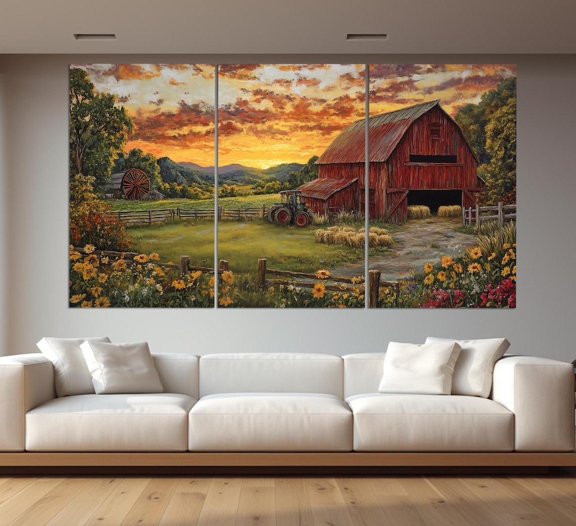 Retro Rural Barn Art Print, Rustic Farmhouse Decor - Image 3