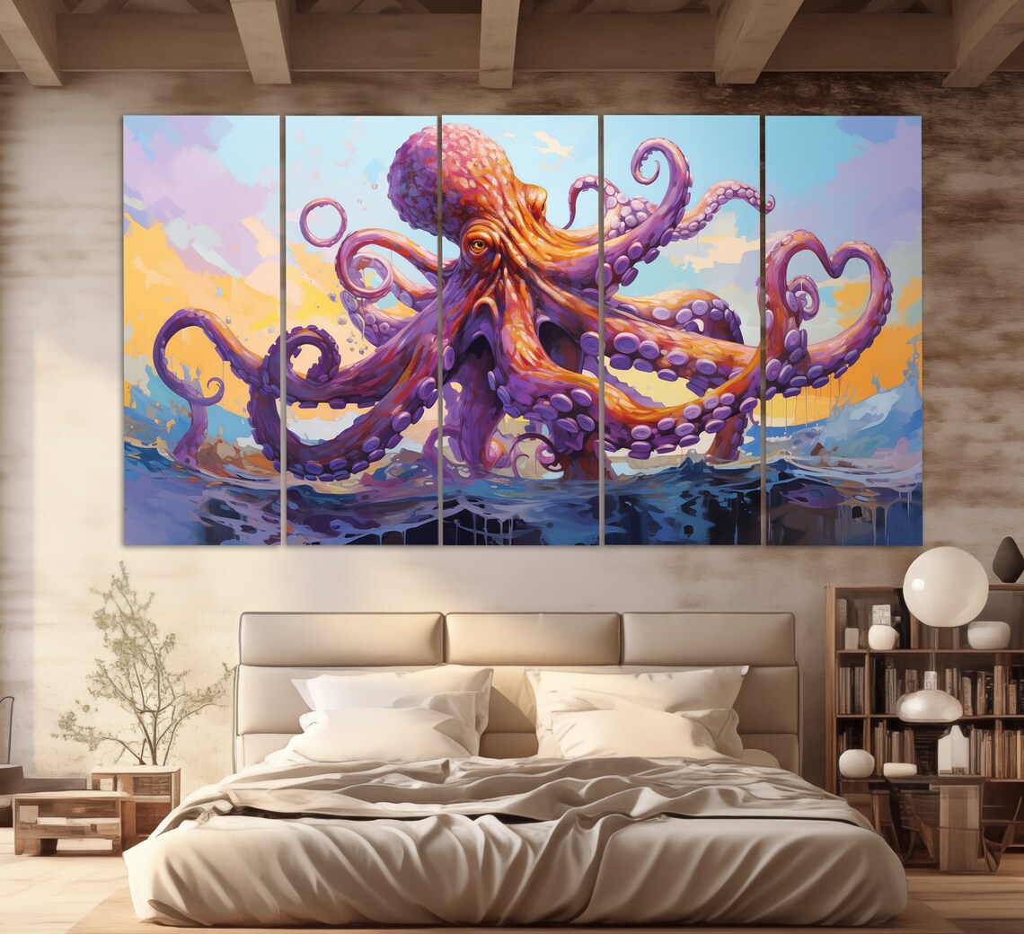 Abstract Octopus Oil-Painting Style Art Print - Image 2
