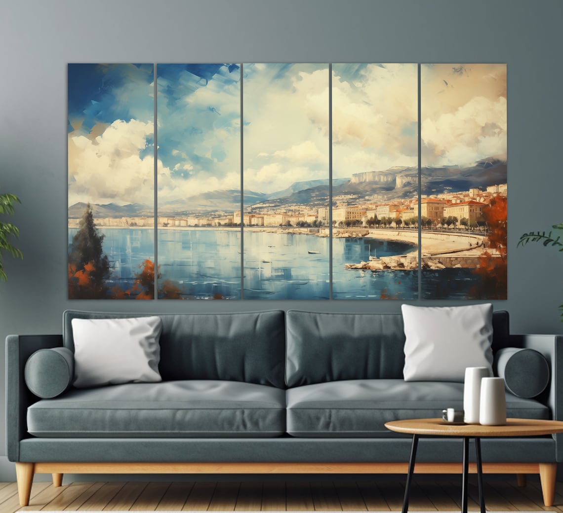 Nice, France Vintage Abstract Oil-Painting Art Print - Image 2