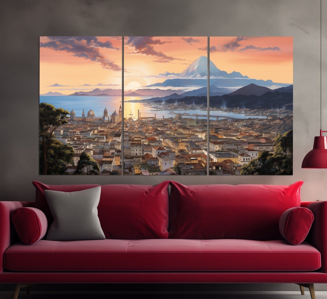 Quito Ecuador Sunset Cotopaxi Volcano Old Town Panoramic Travel Poster - Image 3