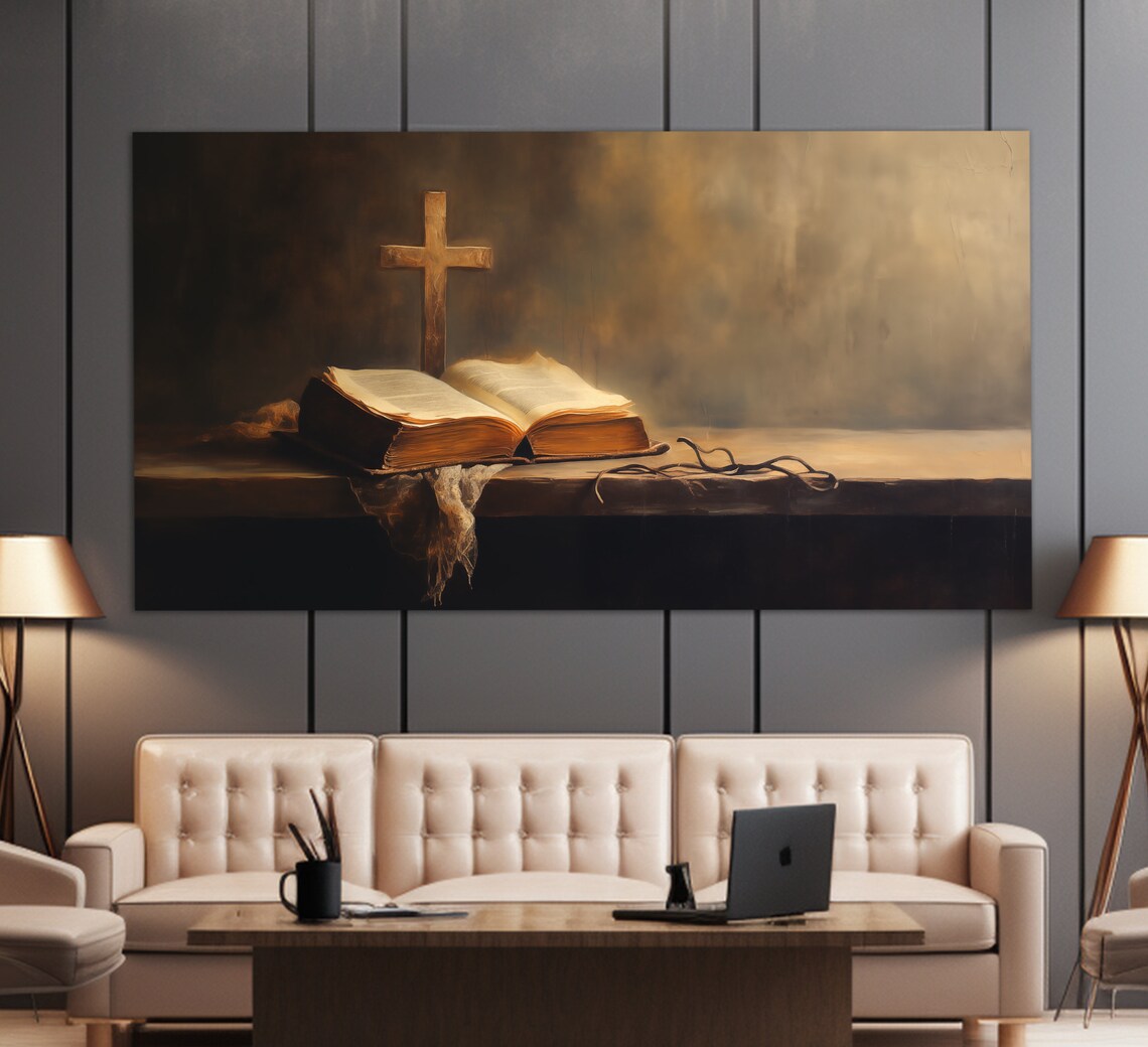 Holy Bible, Vintage Oil-Painting Style Art Print