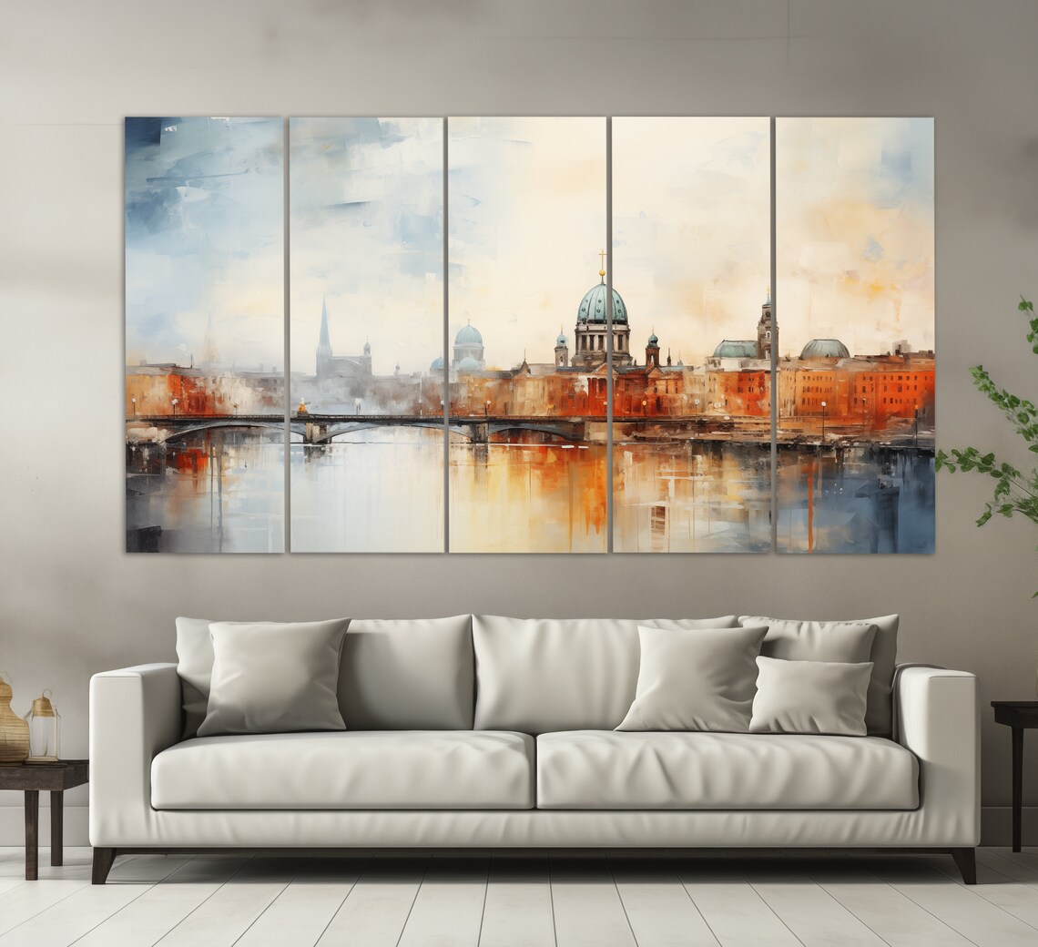 Berlin Vintage Oil Painting Style Abstract Art Print - Image 2