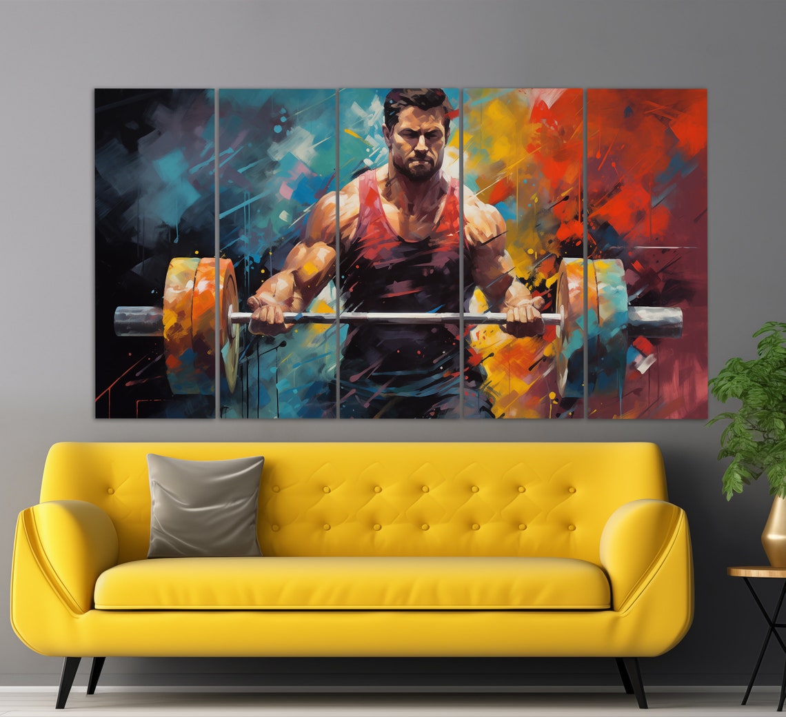 Abstract Weightlifting Print In An Oil Painting Style Fitness Wall Art Fitness Painting Bodybuilding Poster Bodybuilder Gift - Image 4