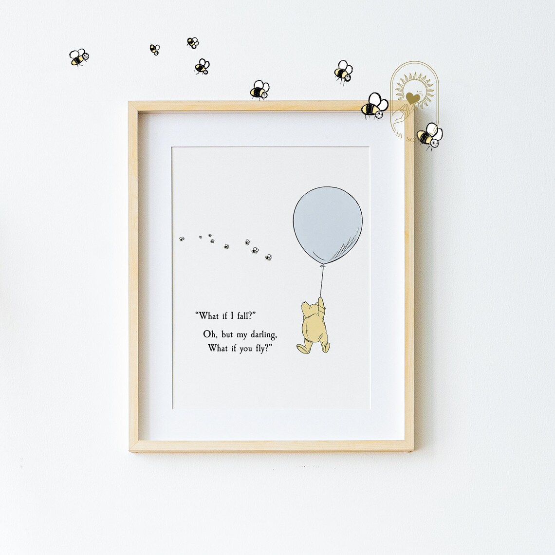 Winnie the Pooh Quote Nursery Art Print, Classic Blue