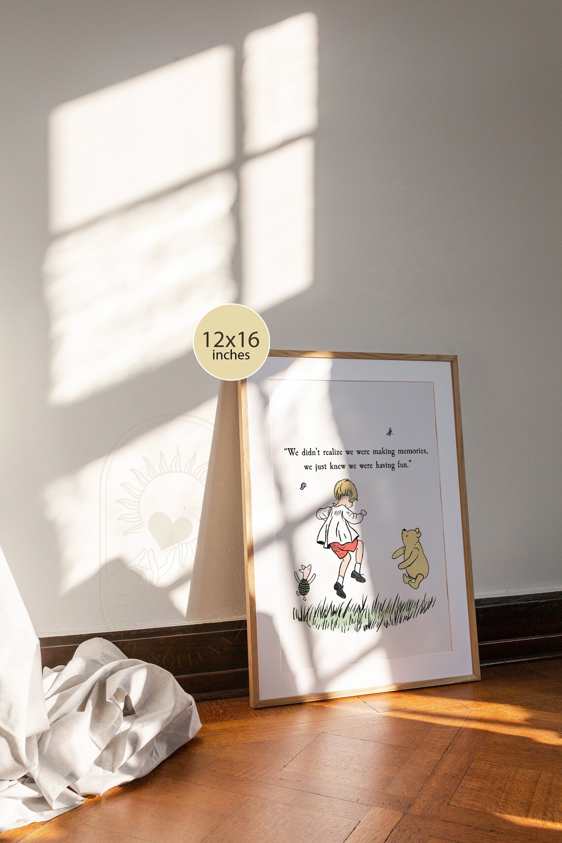 We Were Having Fun Pooh Christopher Robin Piglet Colored Nursery Poster - Image 2