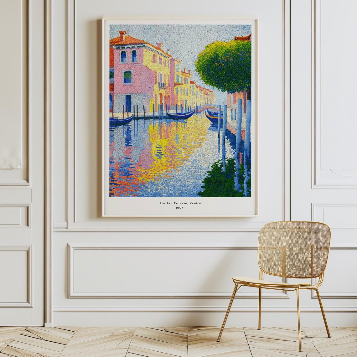 Venice Rio San Trovaso 1904 Pointillist Canal Gondola Art Poster