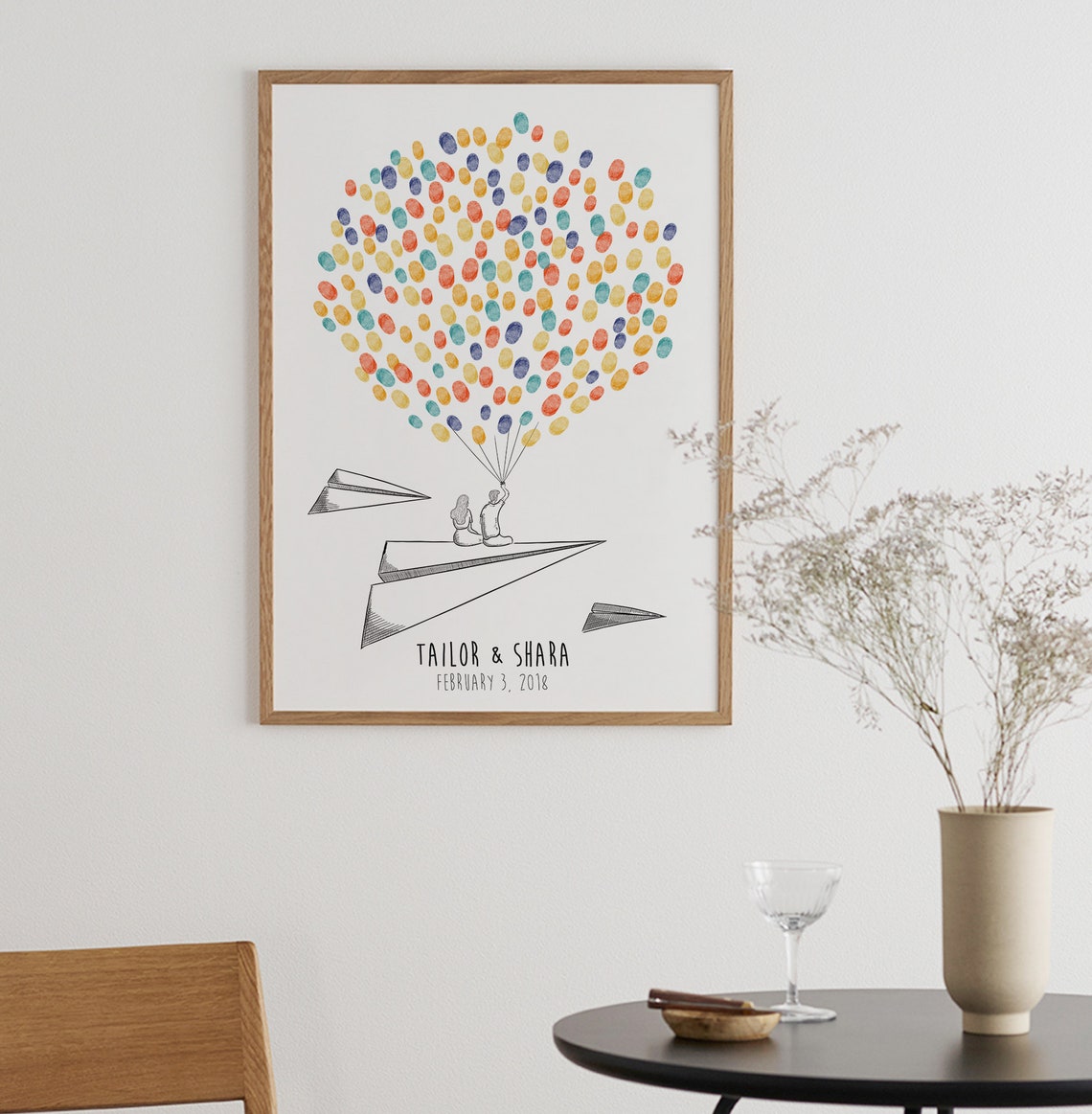 Wedding Fingerprint Guest Book, Balloon Thumbprint Art Print - Image 4