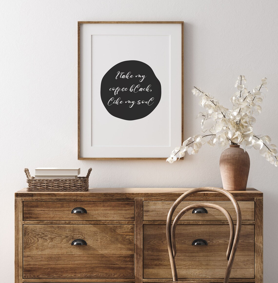 I Take My Coffee Black Like My Soul Art Motivational Quote Kitchen Decor Typography Art Print Instant - Image 2