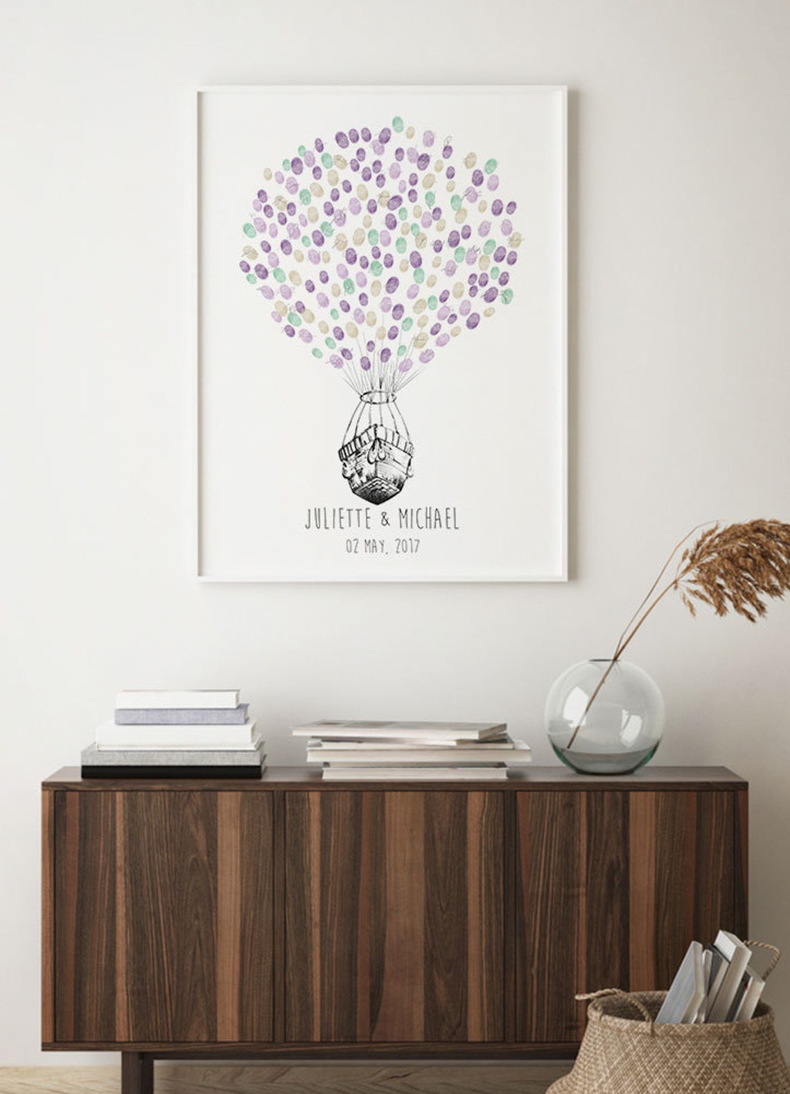 Air Balloon Thumbprint Guest Book, Sketch Poster - Image 3