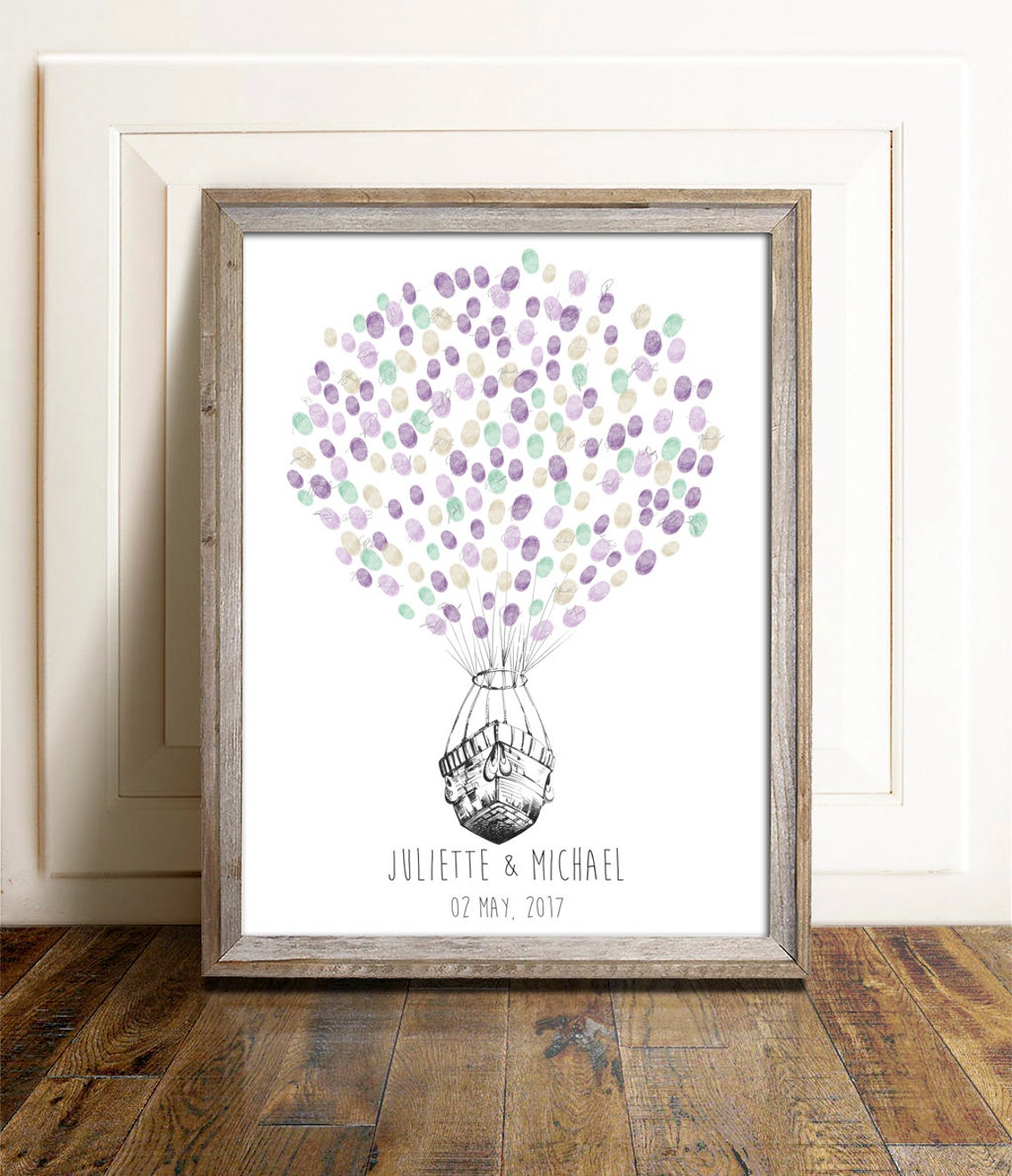 Air Balloon Thumbprint Guest Book, Sketch Poster - Image 4