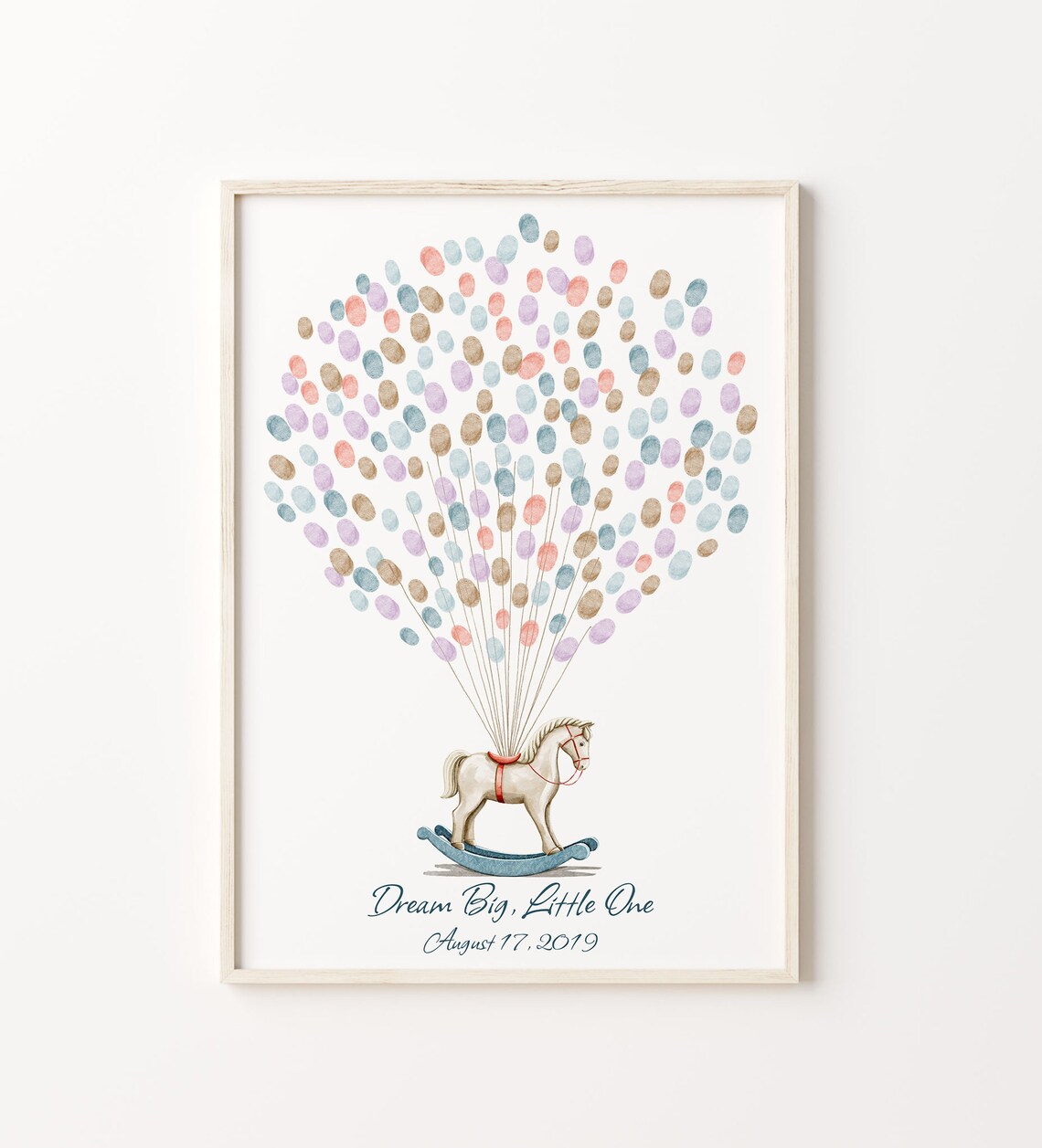 Rocking Horse Birthday Guest Book Watercolor Art Print