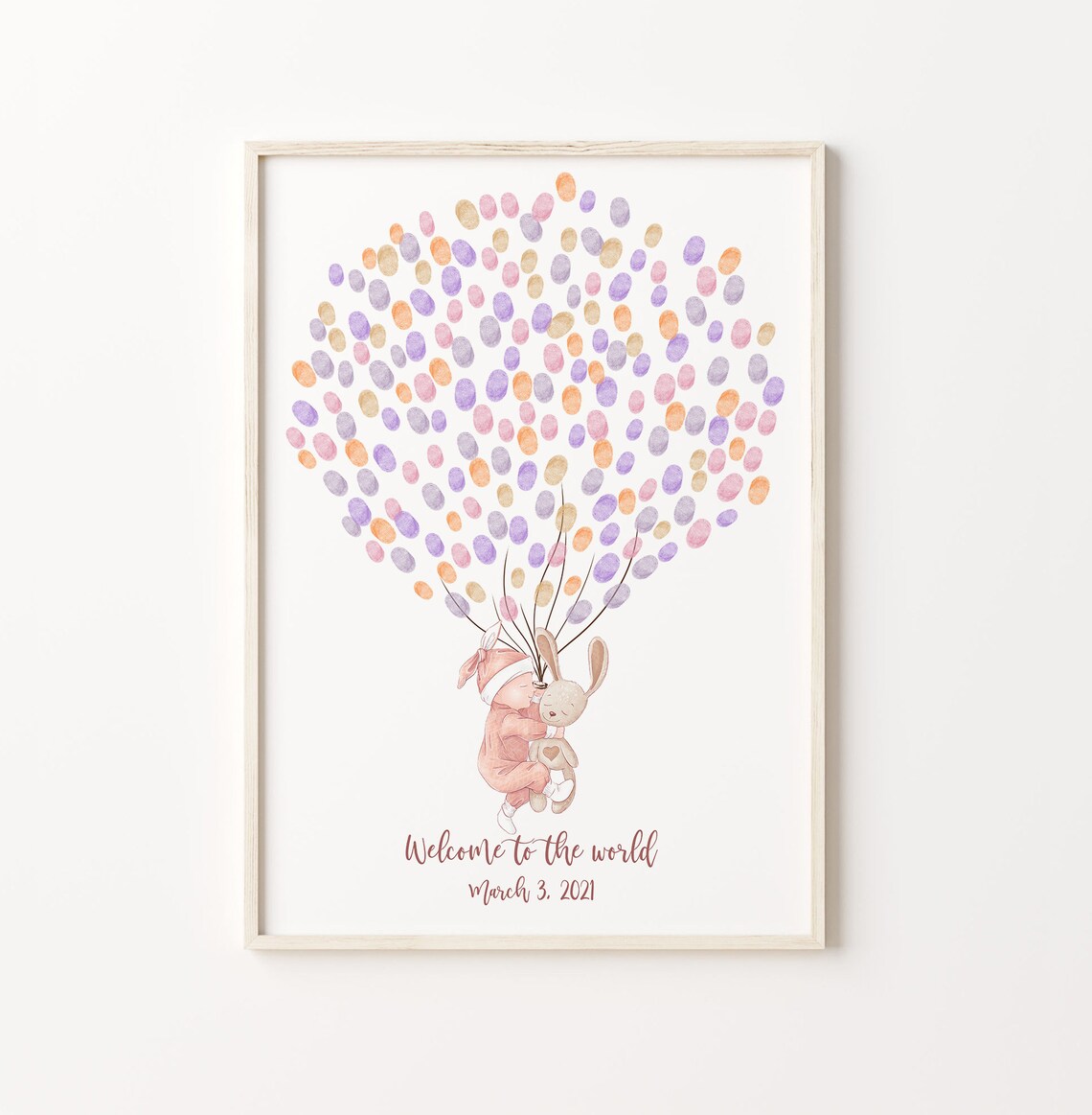 Baby and Teddy Bear Pastel Balloon Keepsake Guest Book Poster