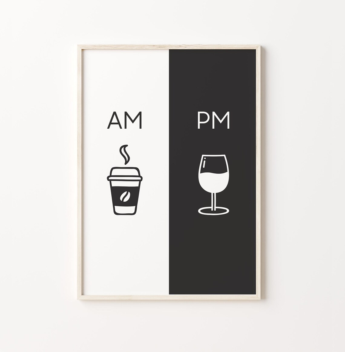 Am Pm Poster Coffee And Wine Art Print Modern Wall Art Art Large Wall Art Instant