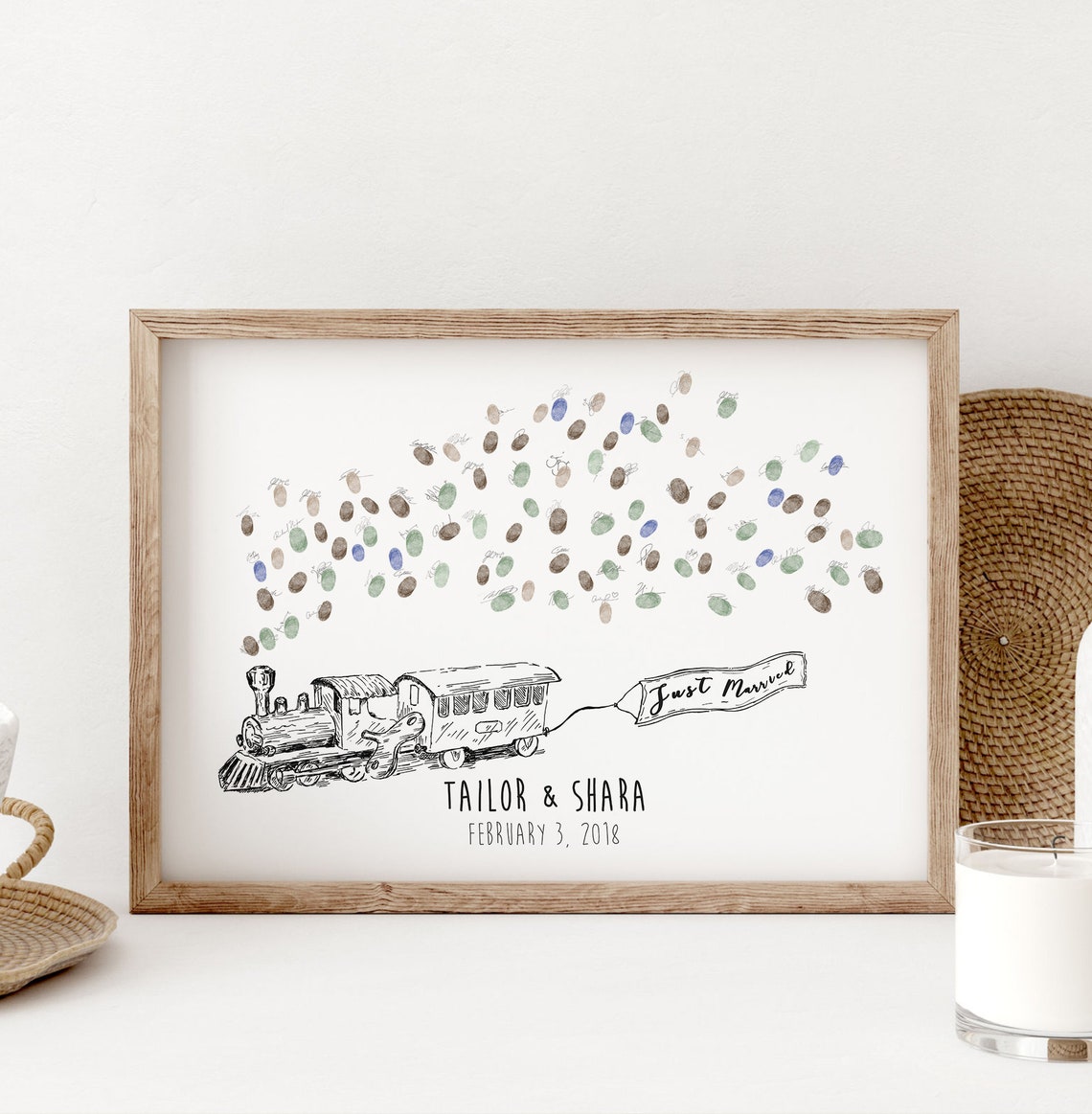 Wedding Train Sketched Train, Just Married Art Print - Image 4