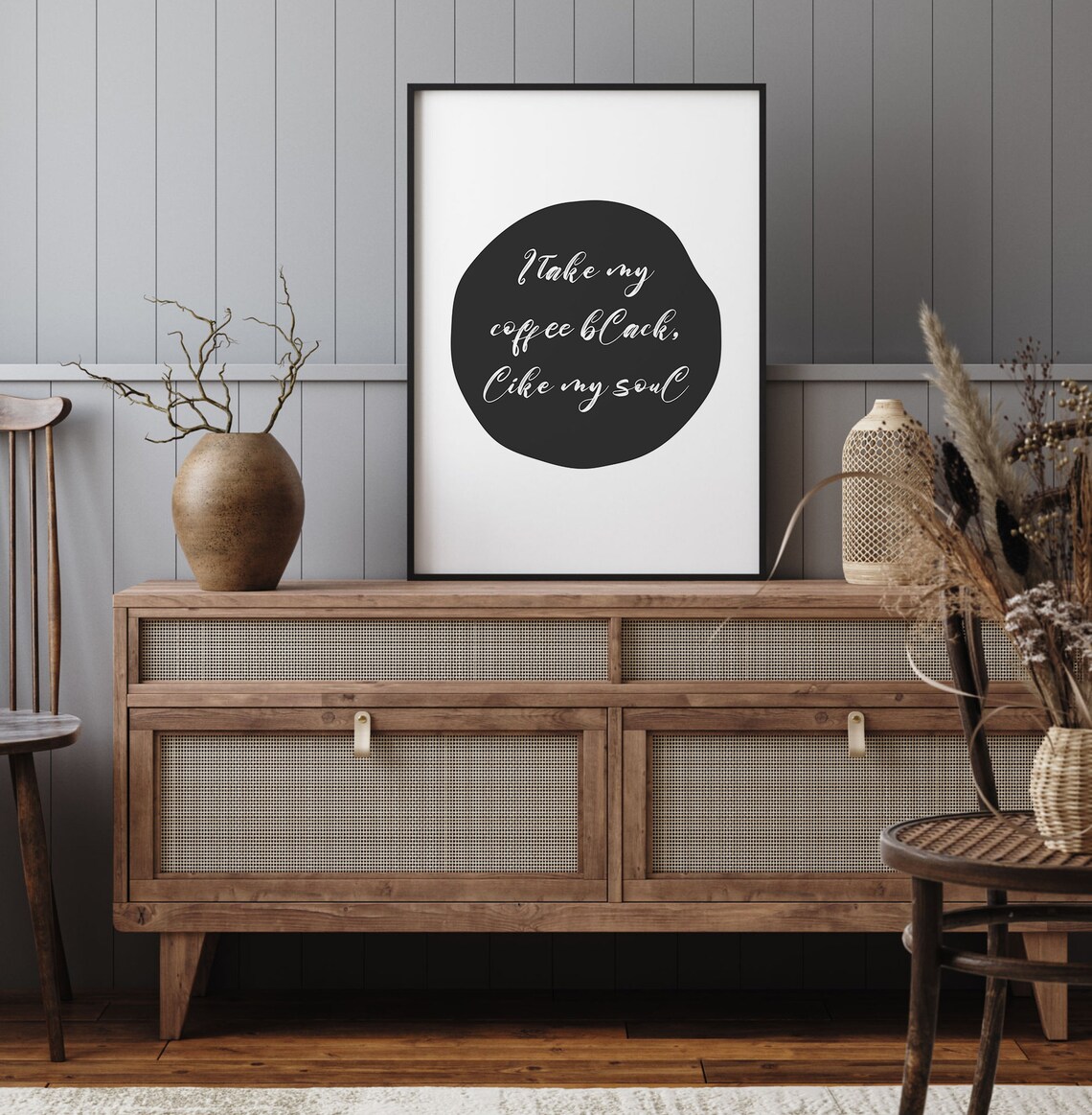 I Take My Coffee Black Like My Soul Art Motivational Quote Kitchen Decor Typography Art Print Instant - Image 4
