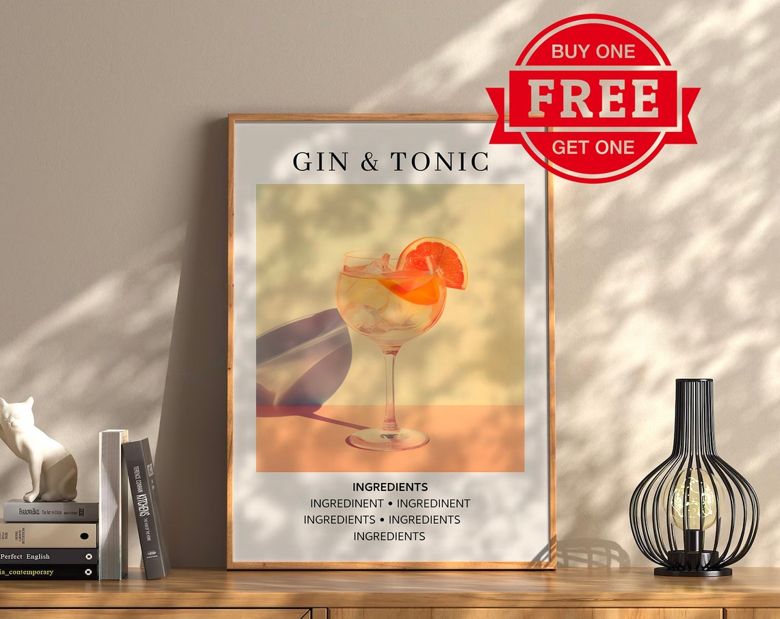 Gin and Tonic Cocktail Recipe Modern Kitchen Bar Decor Print - Image 3