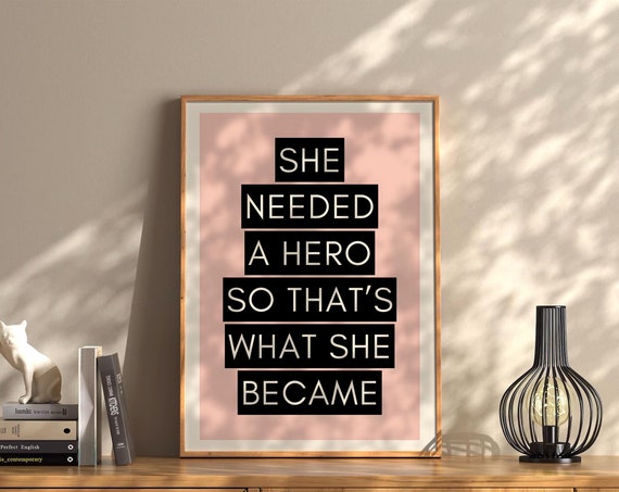 She Is A Hero Wall Art Print Vintage Bar Cart Retro Aesthetic Kitchen Decor Poster Apartment Funky Decor Instant