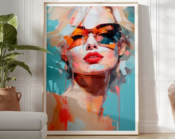 Blonde Woman Sunglasses Bold Painted Pop Art Portrait Poster