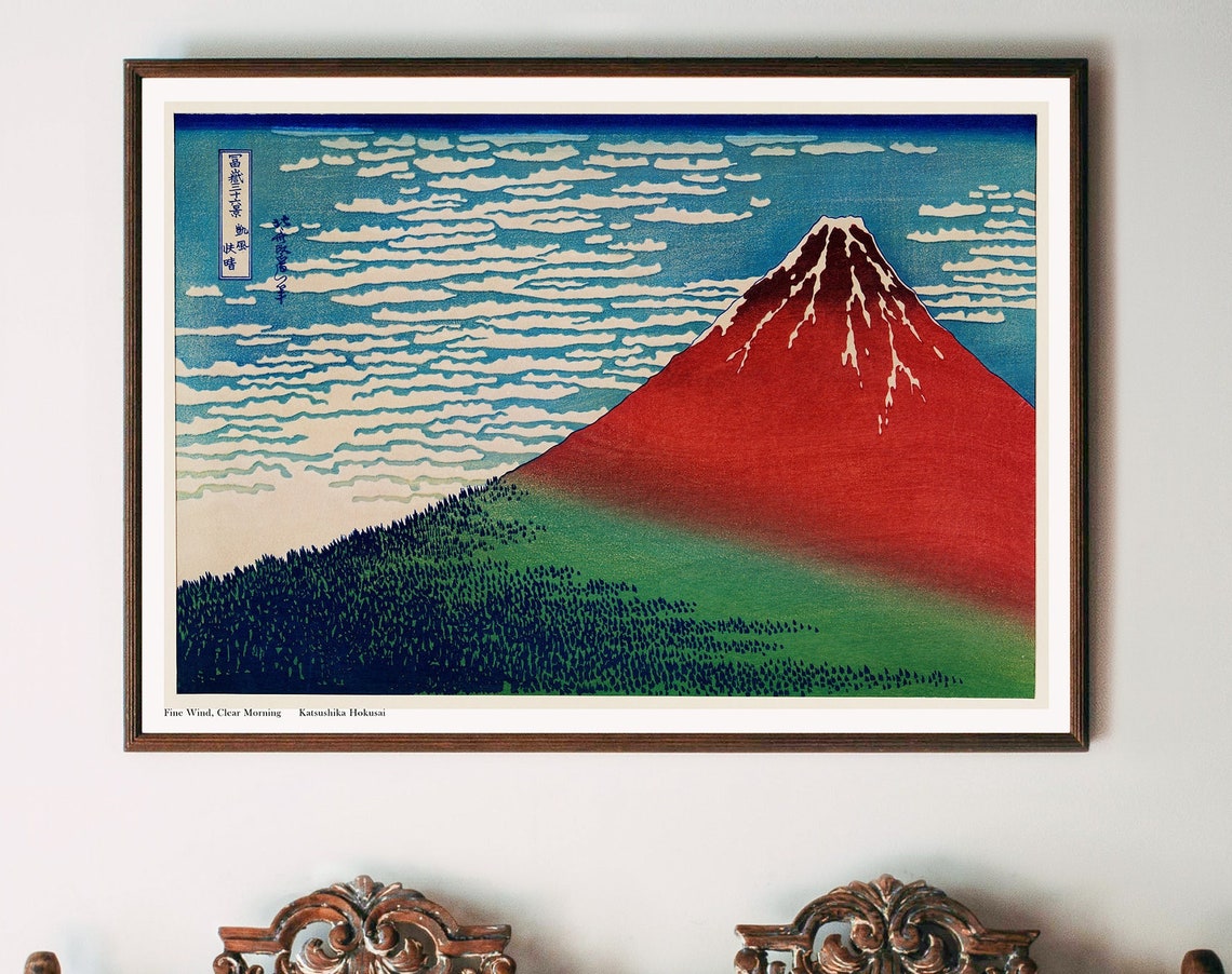 Fine Wind, Clear Morning Red Fuji Vintage Art Print