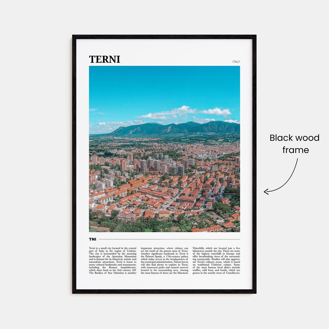 Terni Italy Umbria Terracotta Rooftops Aerial City View Travel Poster - Image 2
