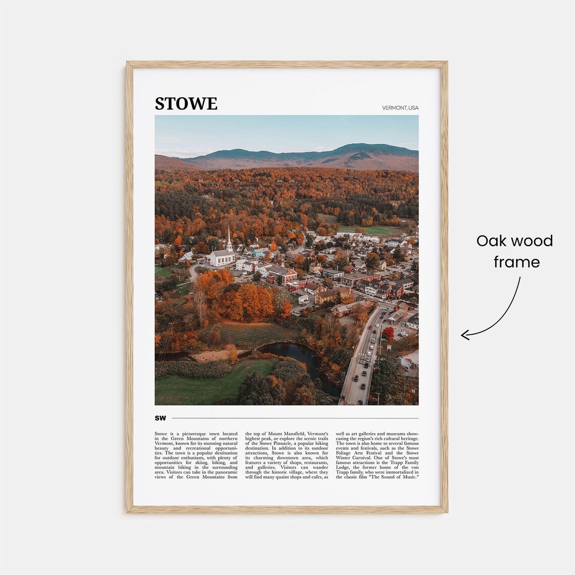Stowe Vermont Autumn Aerial Village Fall Foliage Travel Poster - Image 3