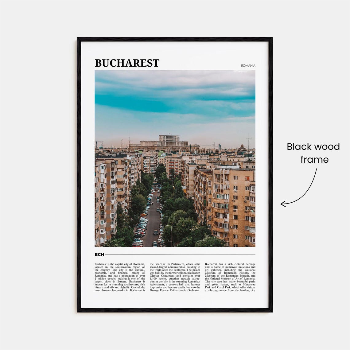 Bucharest Romania Cityscape Apartment Blocks Skyline Travel Poster - Image 2