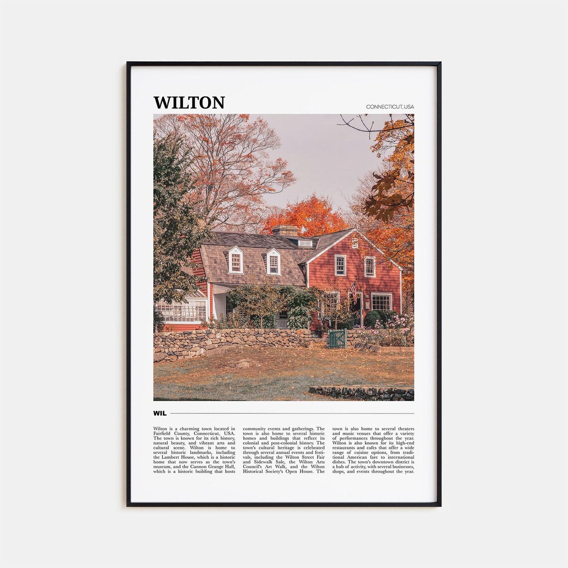 Wilton Travel Poster, Connecticut USA Art Print