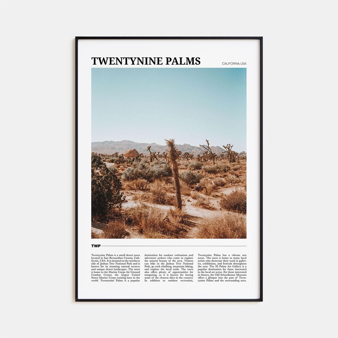 Twentynine Palms Travel Poster, Desert Place Art Print