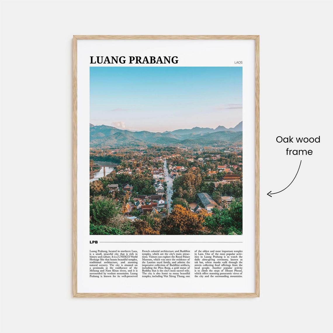 Luang Prabang Laos Aerial Town Mountain Riverside City Poster - Image 3