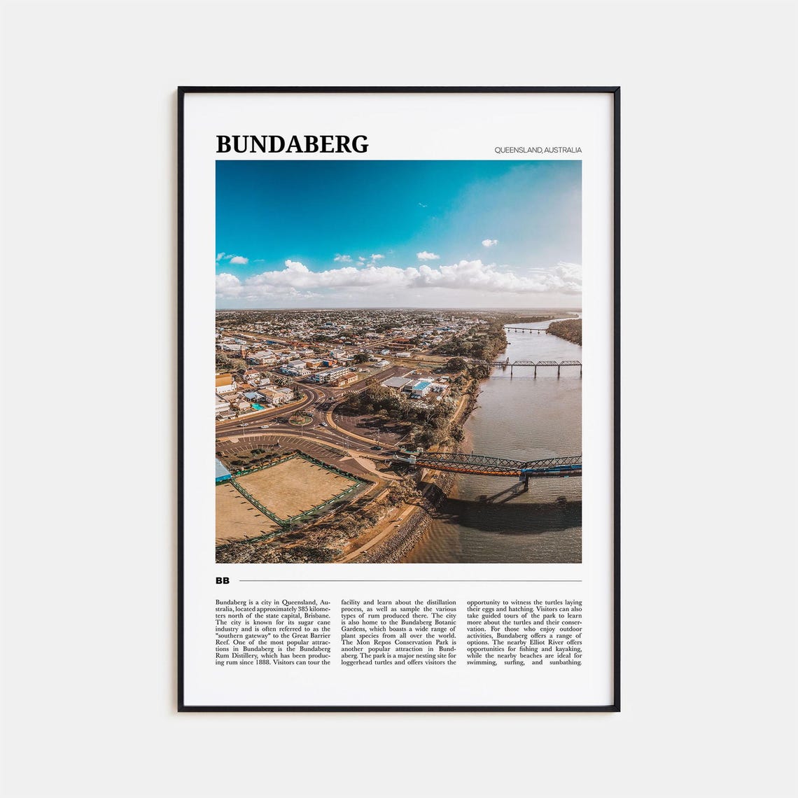 Bundaberg Queensland River City Bridge Aerial Panorama Poster