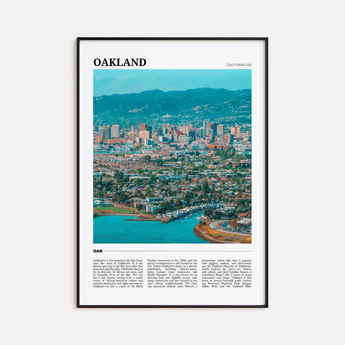Oakland Travel Poster, California USA Art Print