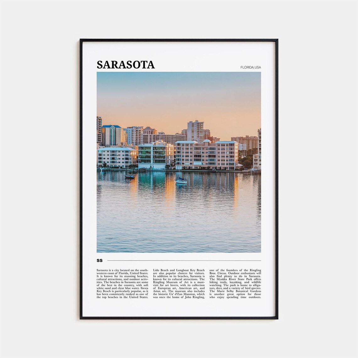 Sarasota Travel Poster, Florida Wall Art