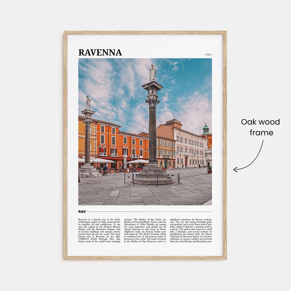 Ravenna Italy Historic Square Column Statues Cityscape View Poster - Image 3