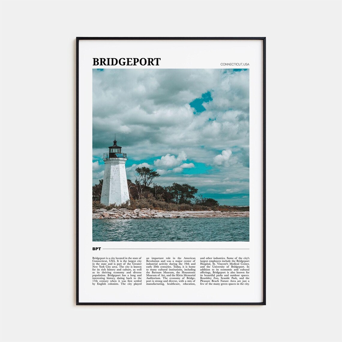 Bridgeport Travel Poster, Connecticut Wall Art Print