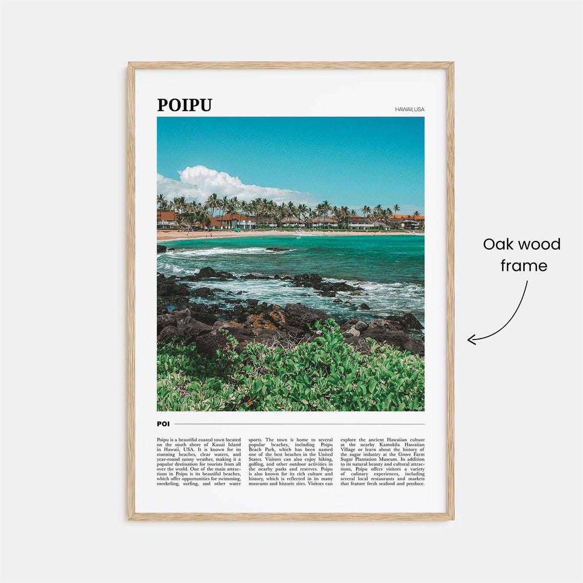Poipu Hawaii Kauai Beach Palms Turquoise Water Sunset Travel Poster - Image 3