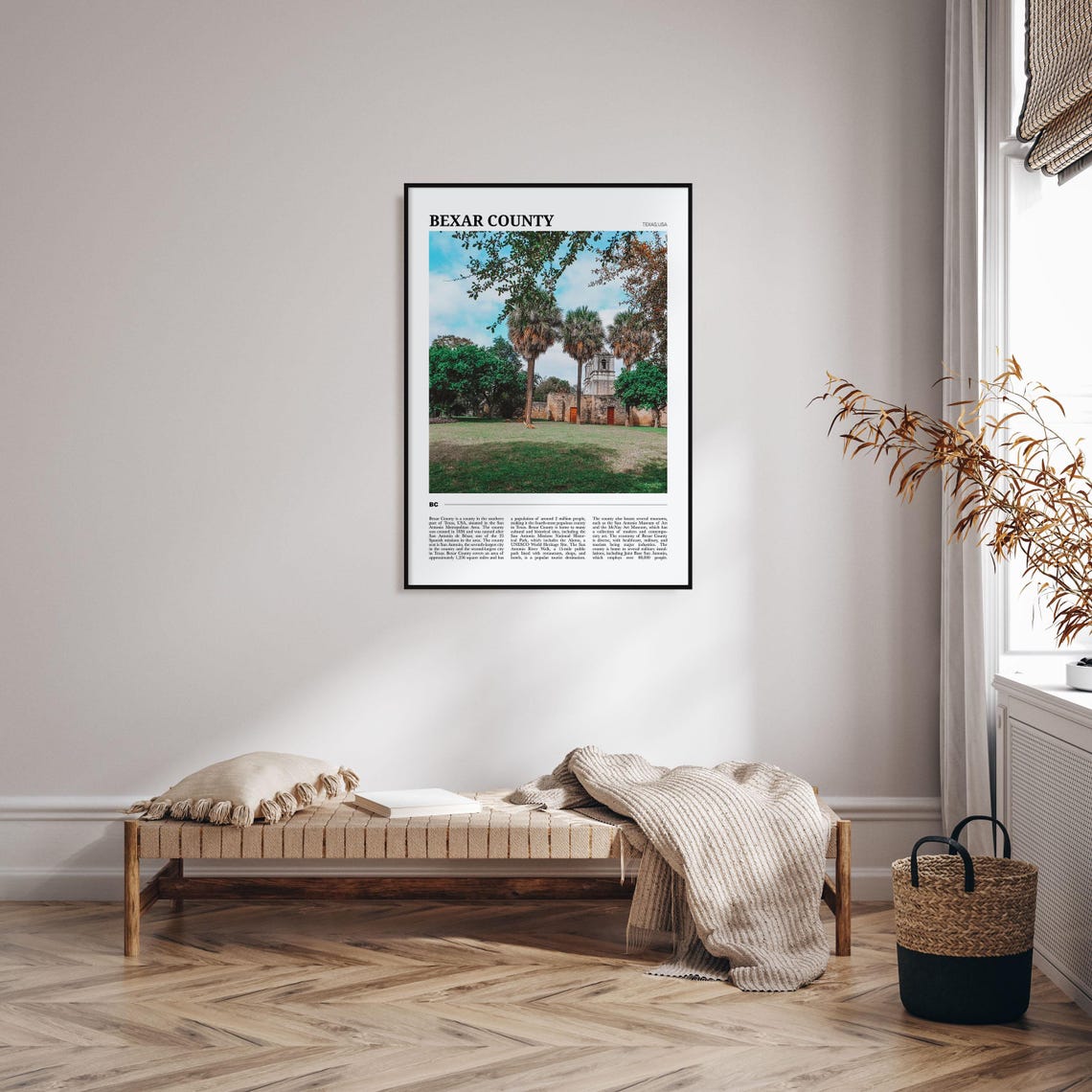 Bexar County Texas Historic Spanish Mission With Palm Trees Poster - Image 4