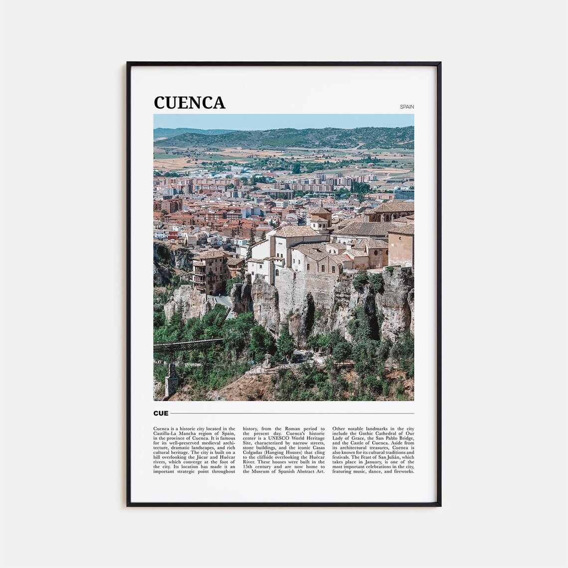 Cuenca Spain Clifftop Old Town Hanging Houses UNESCO Heritage Poster