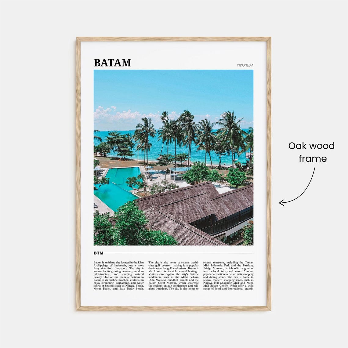 Batam Indonesia Tropical Beach Resort Palm Trees Pool Travel Poster - Image 3