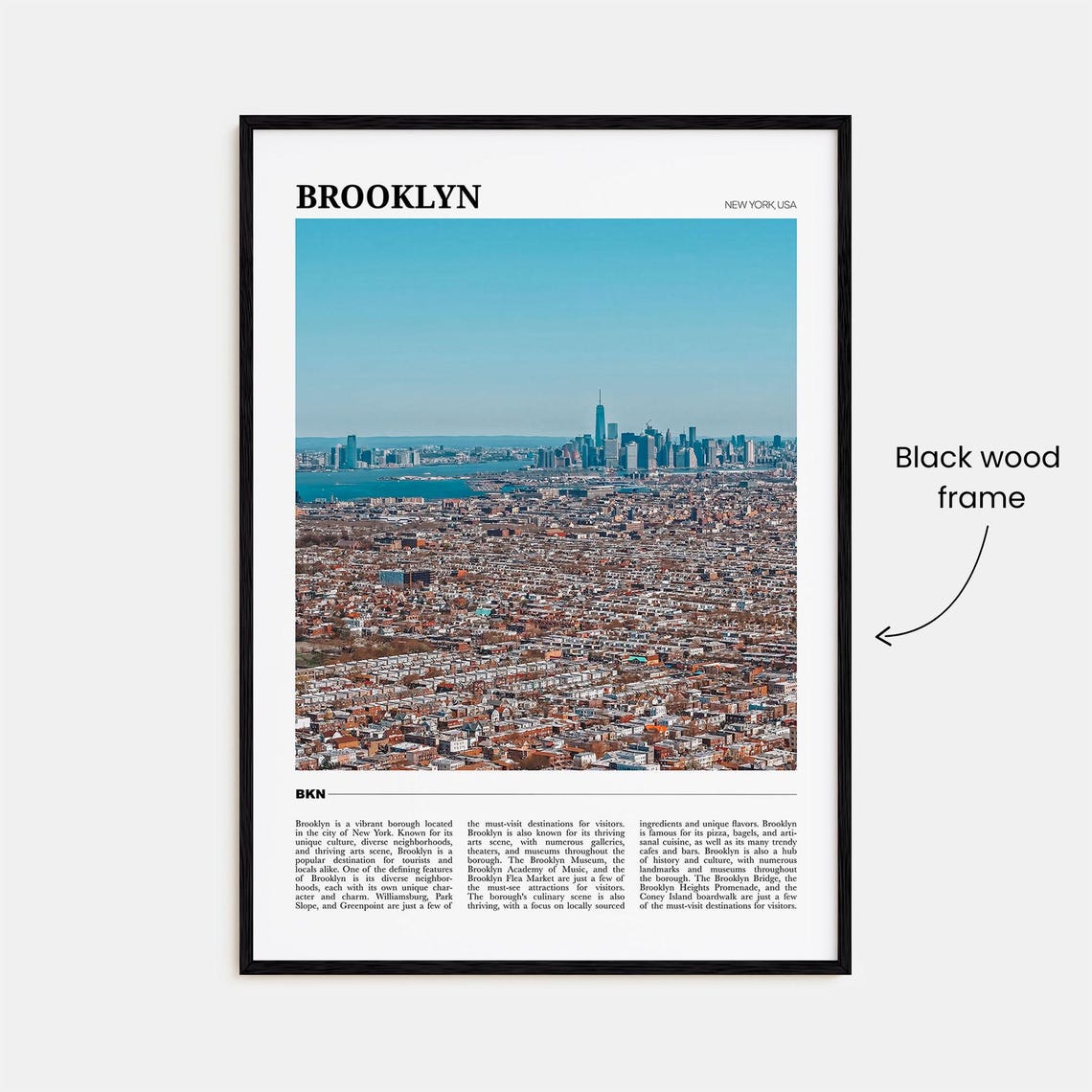 Brooklyn New York Brownstone Aerial Manhattan Skyline View Poster - Image 2
