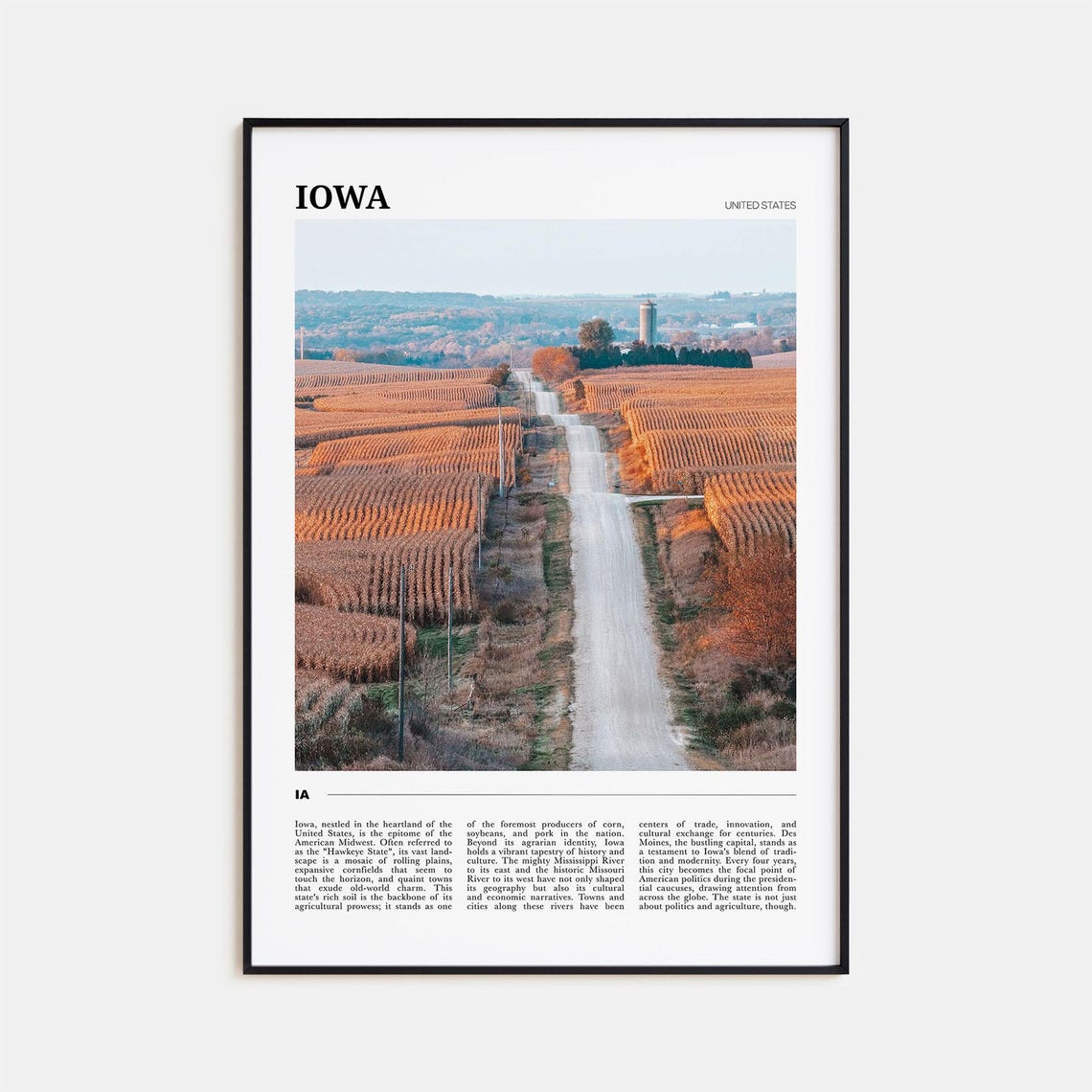 Iowa Travel Poster Iowa Wall Art Iowa Poster Print Iowa Photo Iowa Decor