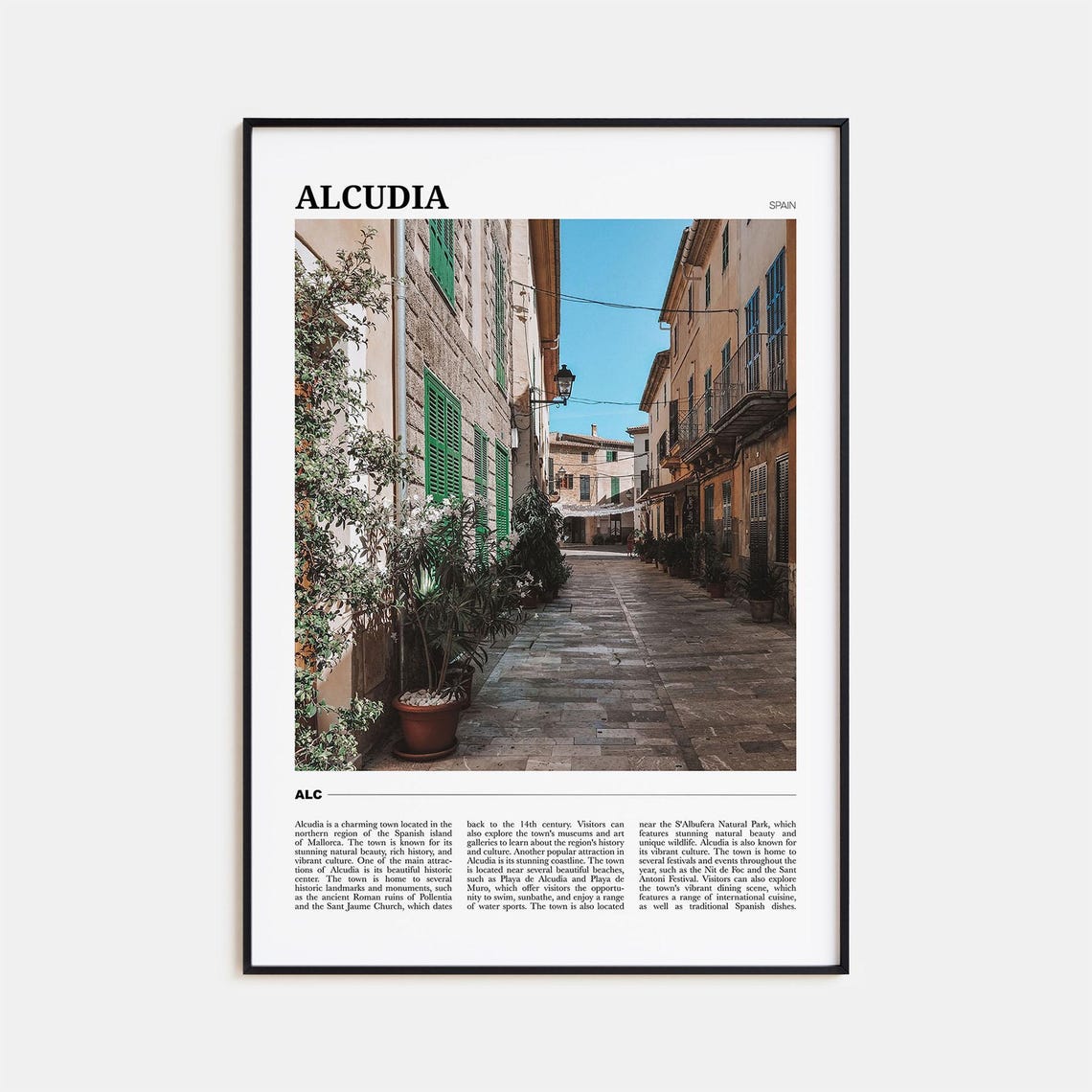 Alcudia Spain Mallorca Old Town Cobblestone Street Charm Poster